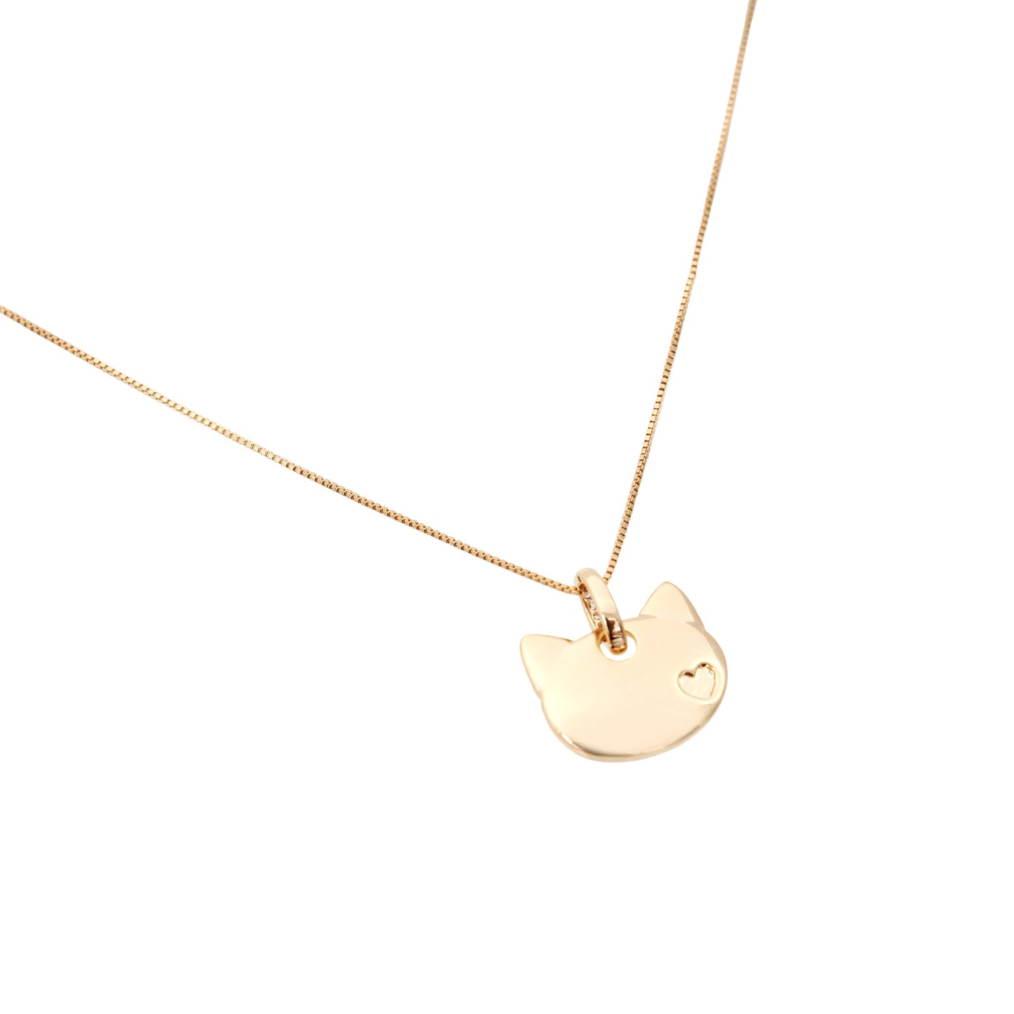 18K gold plated necklace with a cat medal