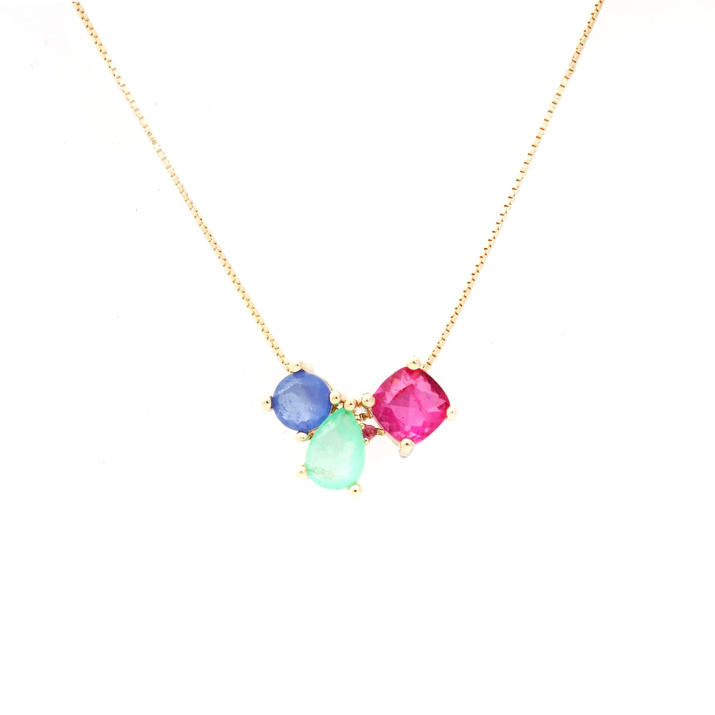 18K gold plated necklace with colored fusion gems