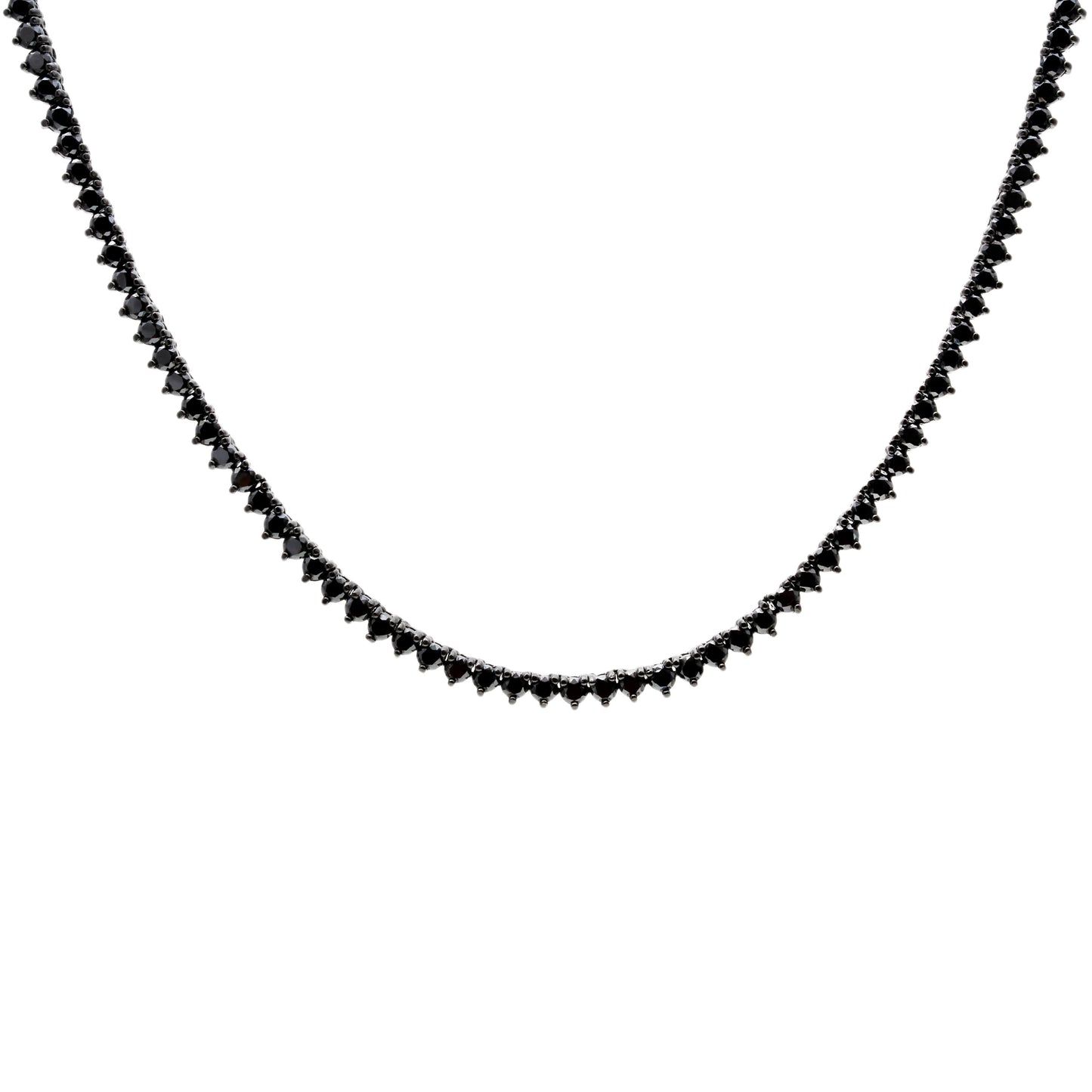 Dark rhodium plated riviera necklace with black zirconia