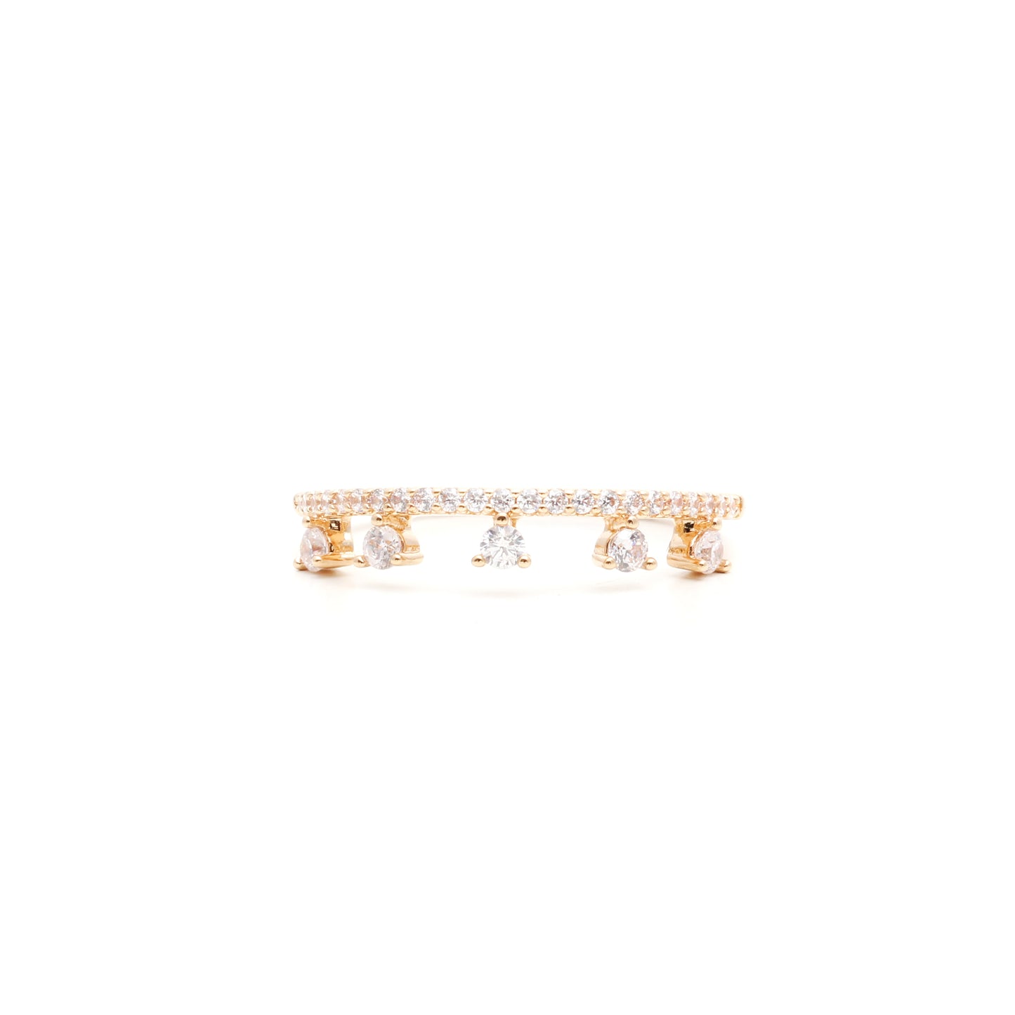 Ring with white zirconia drops in 18K gold