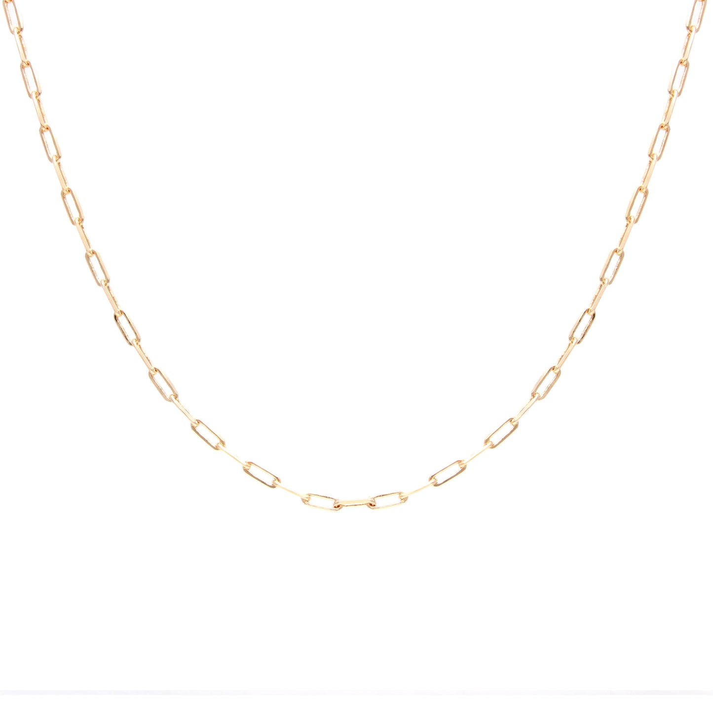 18K gold plated chain necklace with small rectangular links