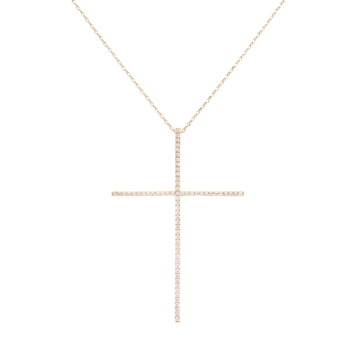 18K gold plated cross necklace with white CZ