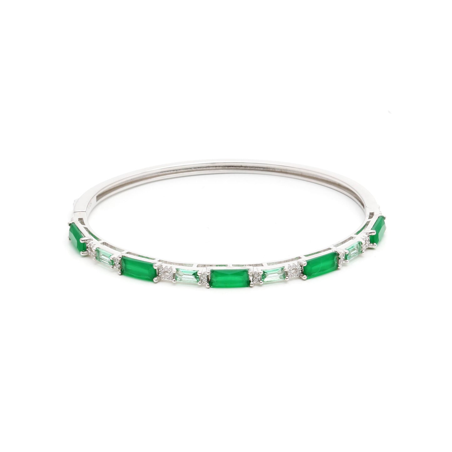 Emerald crystal bracelet in rectangles in 925 sterling silver