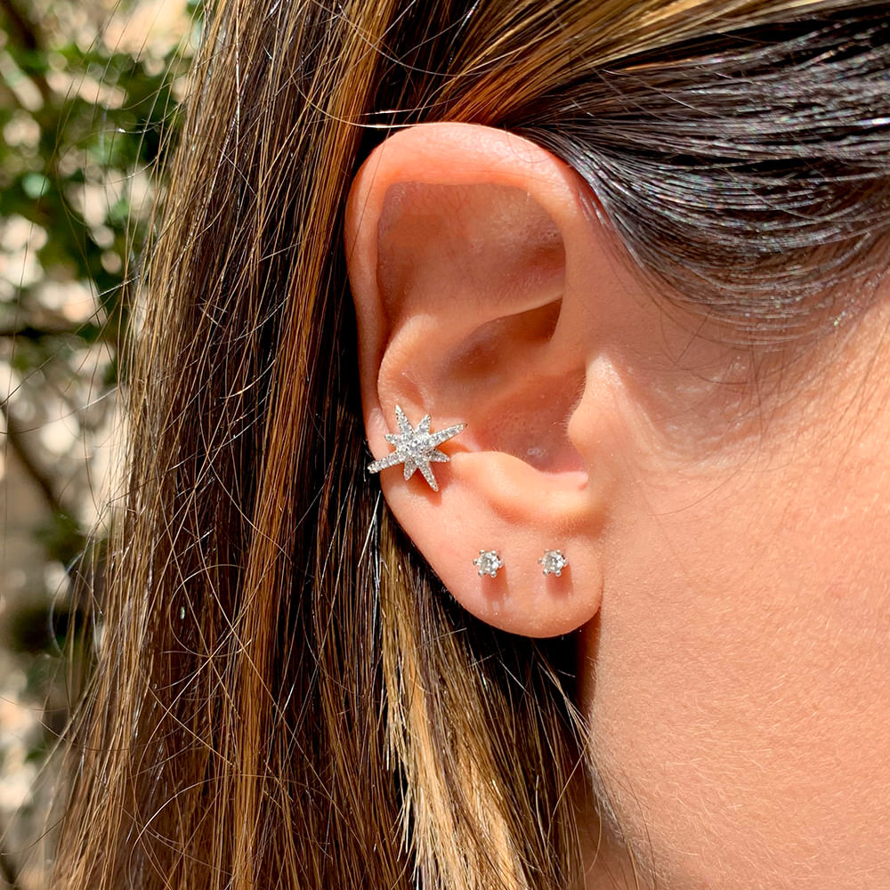 Small 925 sterling silver earrings with zirconia - 2.5MM