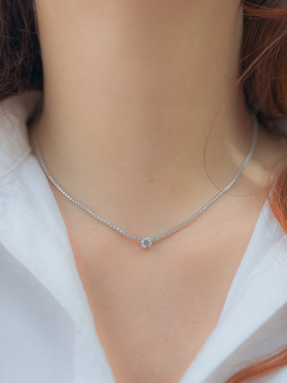 Tennis Necklace with Solitaire (Riviera)