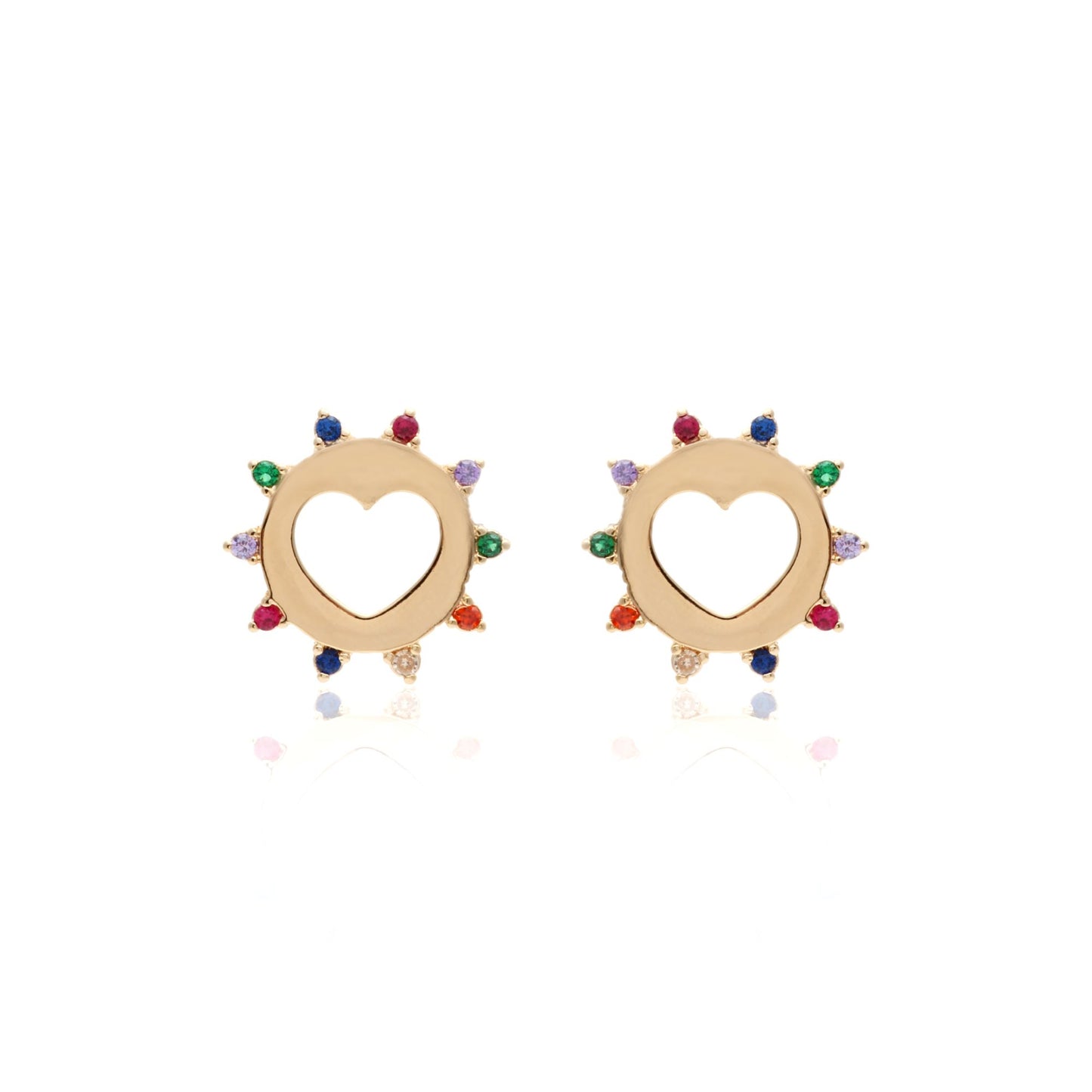 Hollow Heart with Colorful Zirconia Earrings