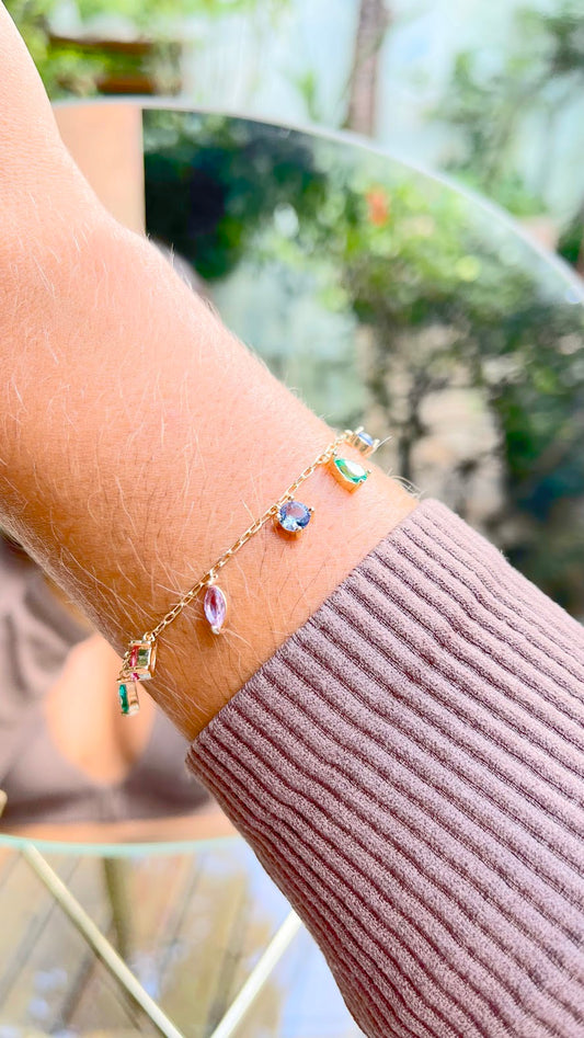 Colorful crystals pendants bracelet