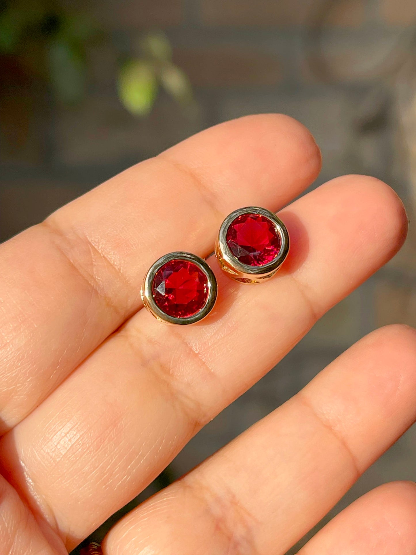 Round Ruby earrings