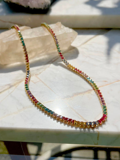 Tennis Necklace with Colorful Crystals (Riviera)