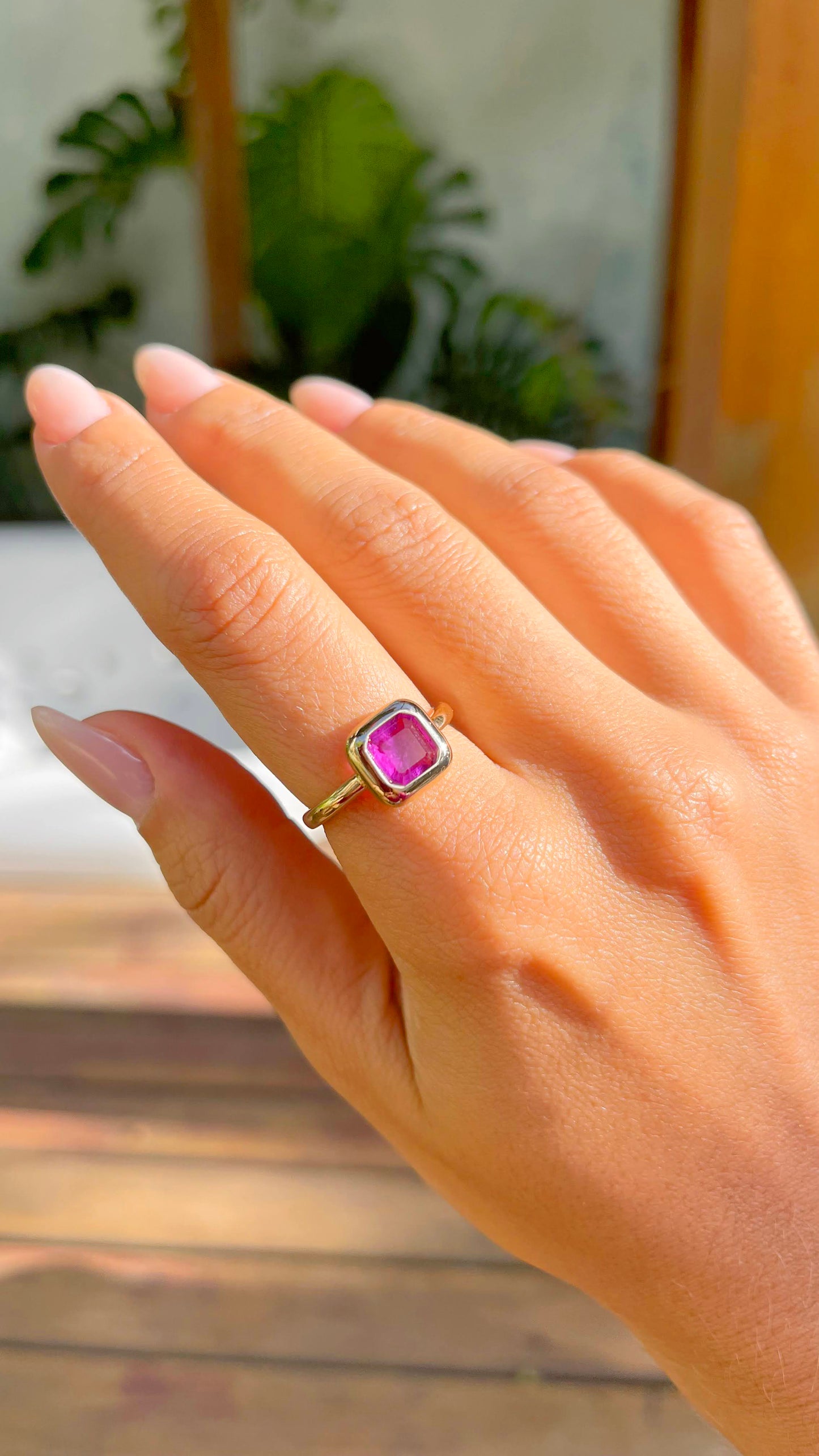 Fusion Amethyst Square Ring