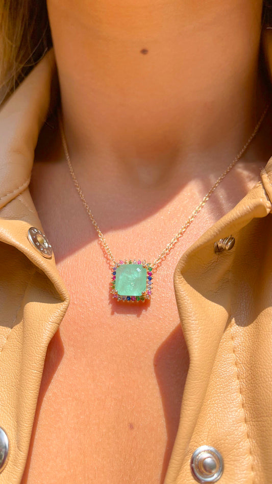 Fusion Emerald Square Necklace