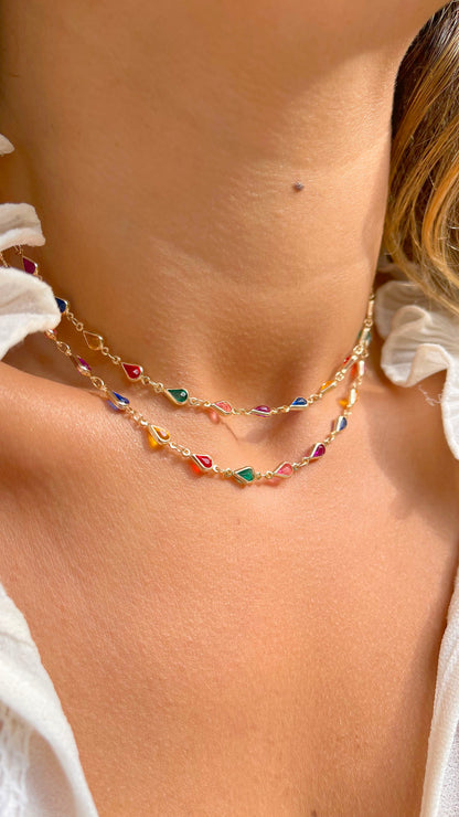 Colorful Drops Necklace Long