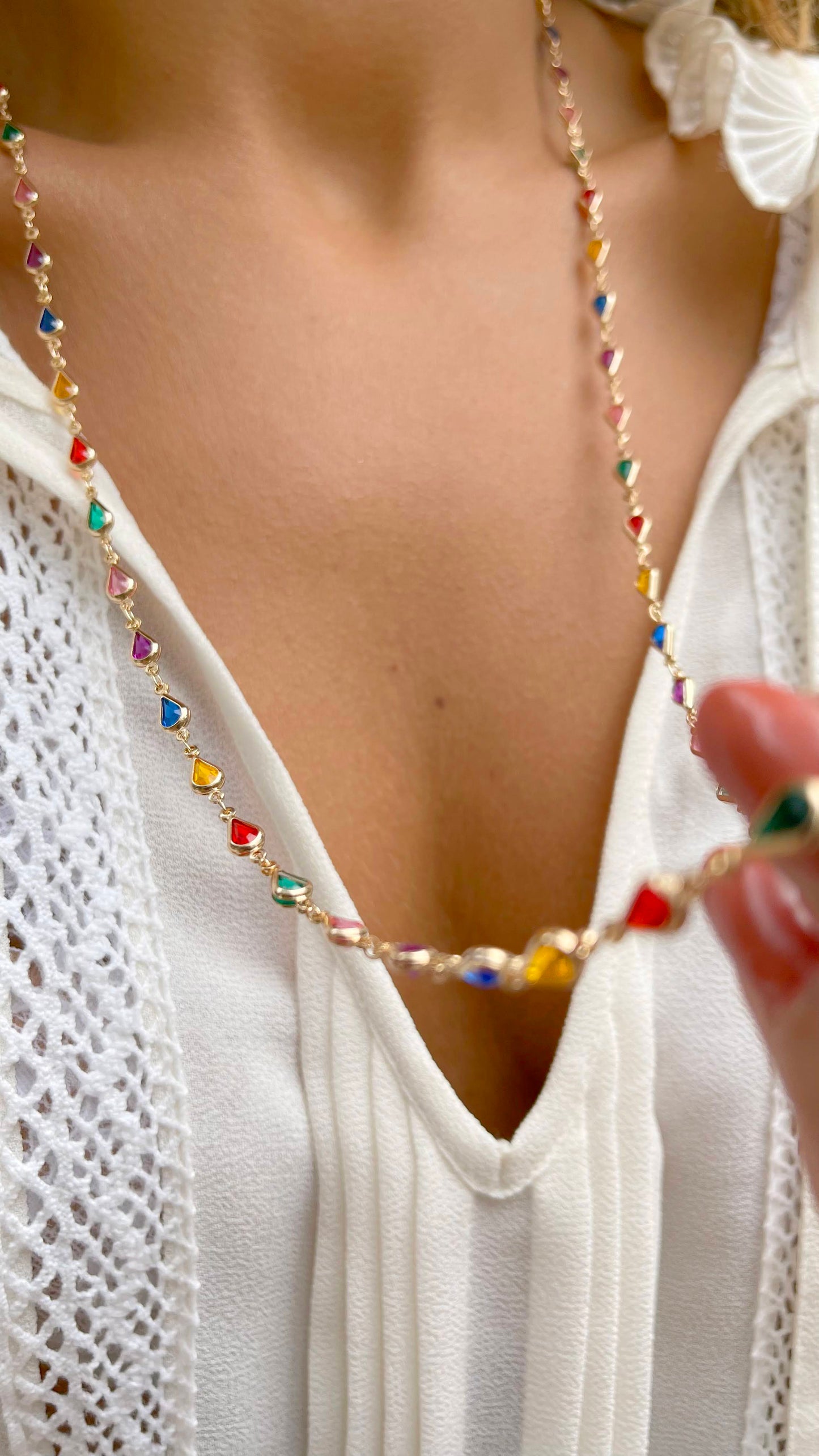 Colorful Drops Necklace Long