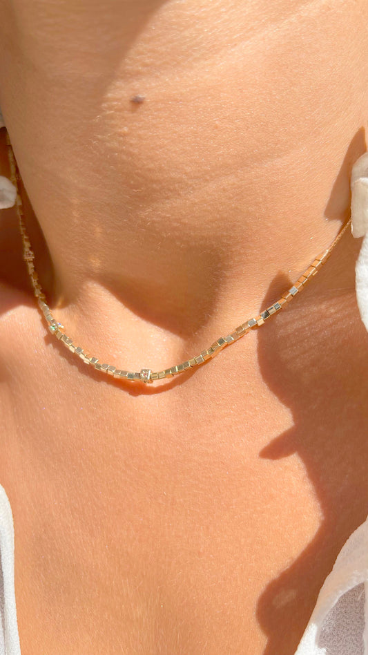 Golden straws necklace