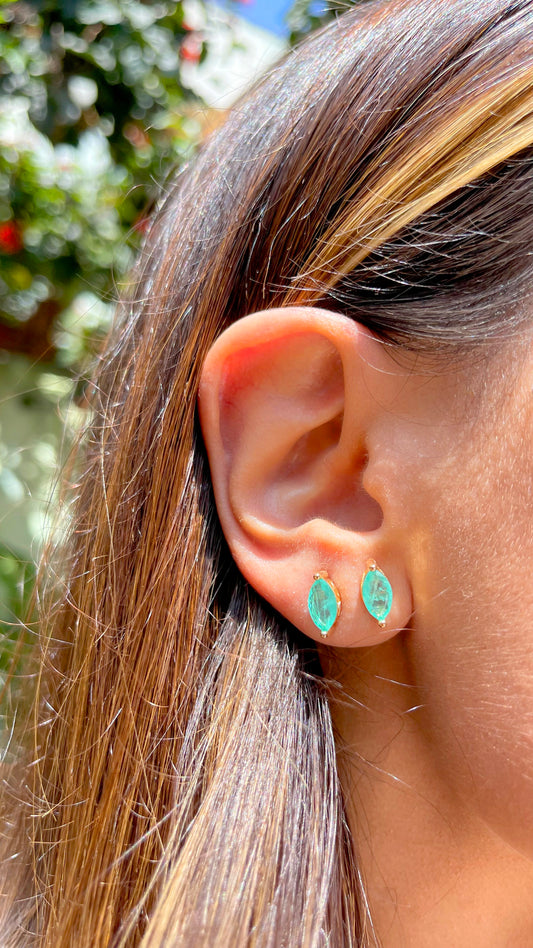 Navette Colombian Emerald Earrings
