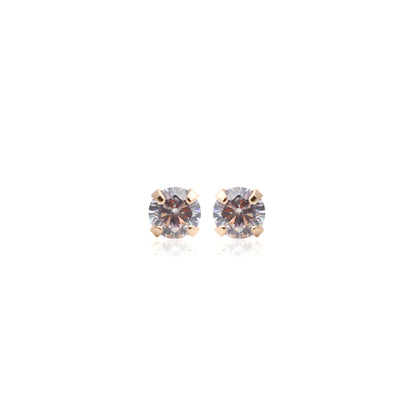 Solitaire earrings in 18k gold plating 4MM, 6MM, 8MM
