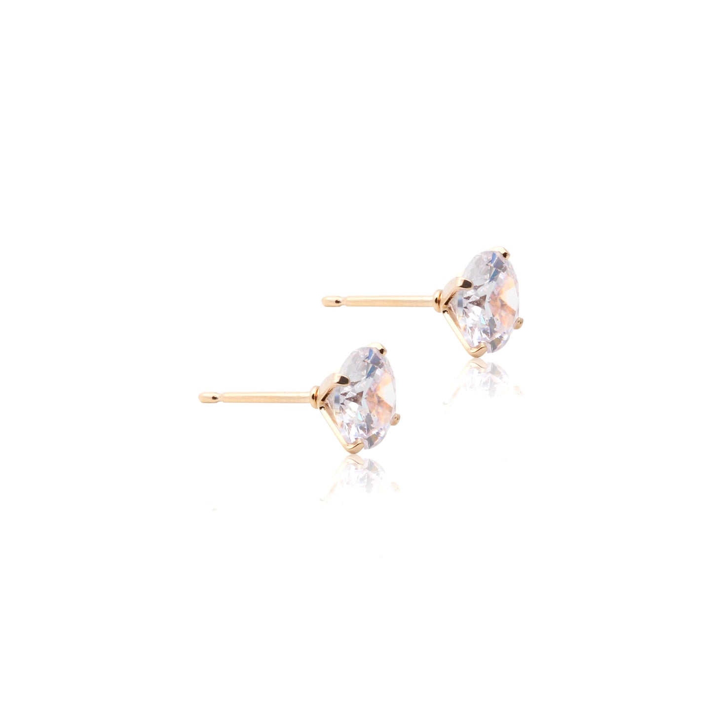 Solitaire earrings in 18k gold plating 3MM, 5MM, 7MM