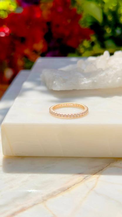 18K gold plated thin ring with white CZ