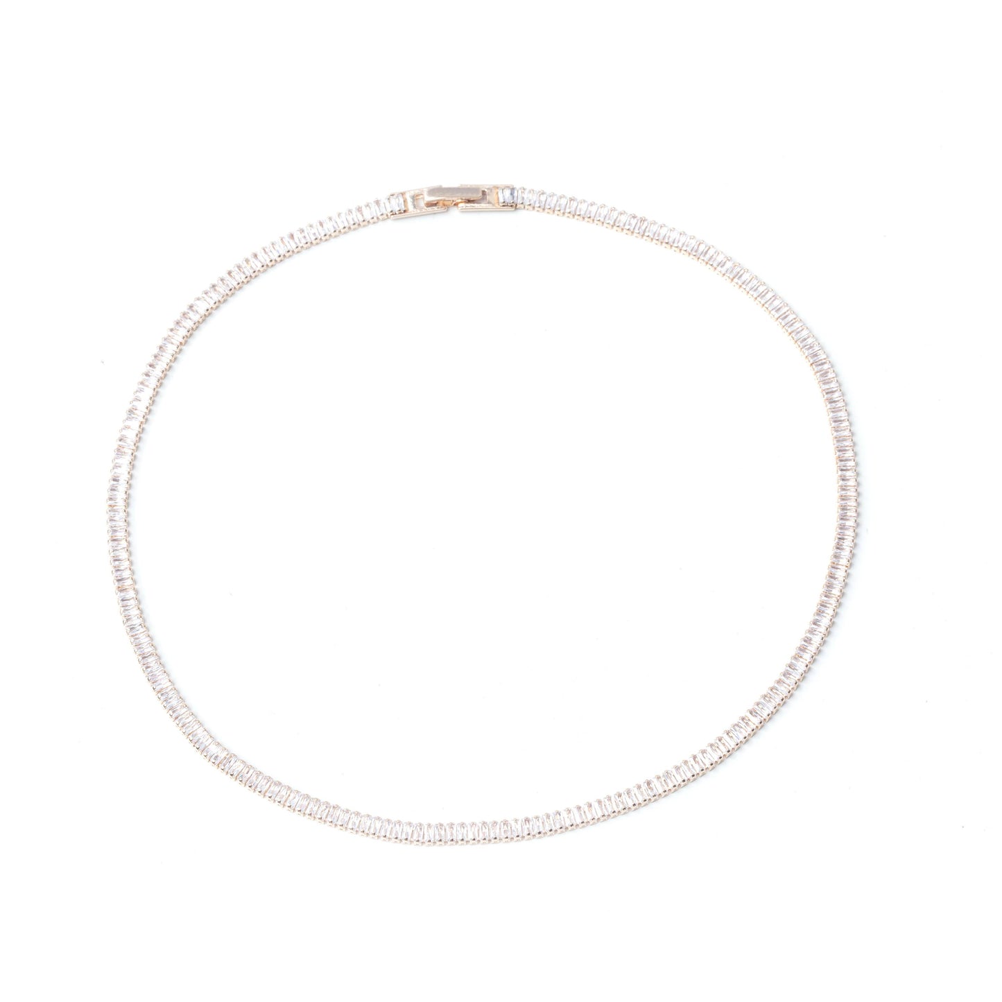 Malleable baguette tennis necklace in 18k Gold plating