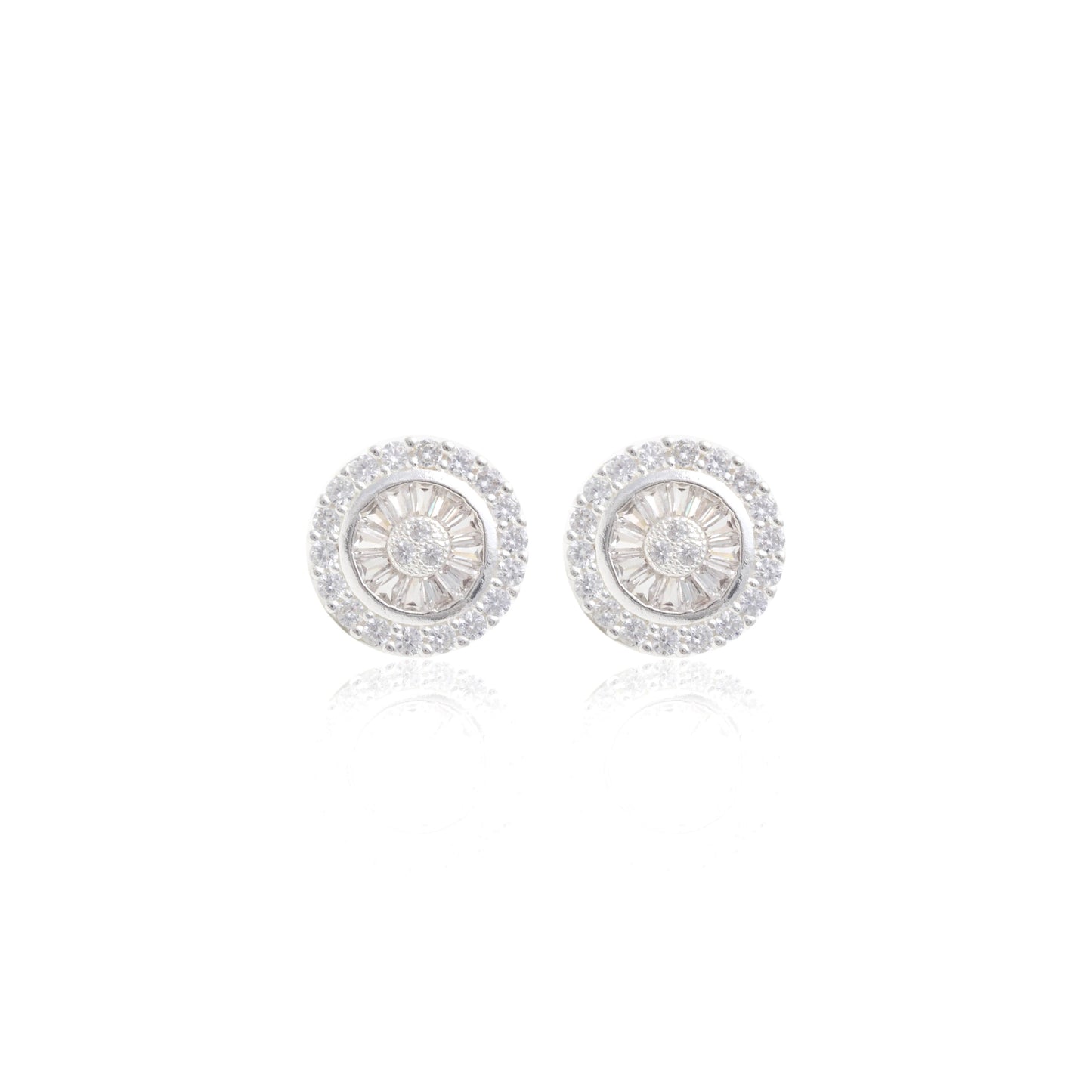 925 sterling silver "pizza" small earring with white cubic zirconia