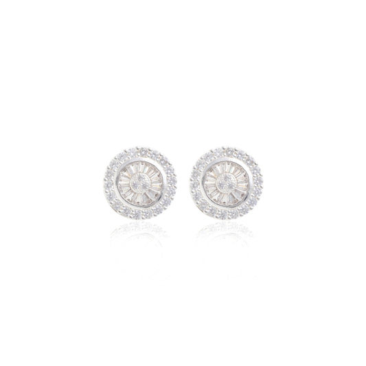 925 sterling silver "pizza" small earring with white cubic zirconia