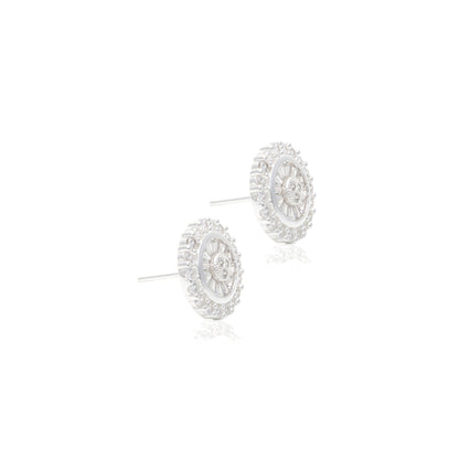 925 sterling silver "pizza" large earring with white cubic zirconia