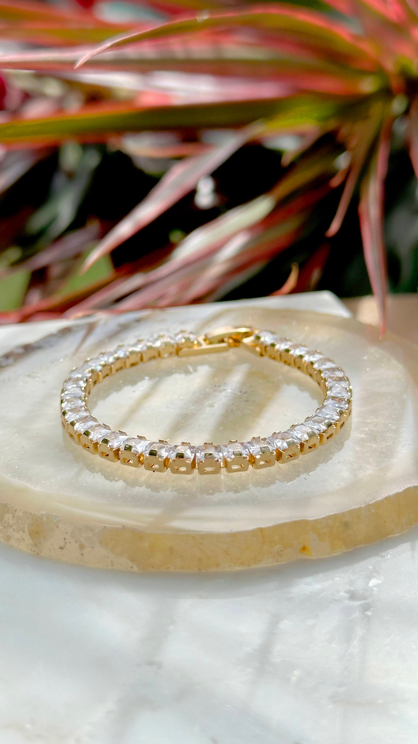 18K gold plated riviera bracelet with 4MM white CZ