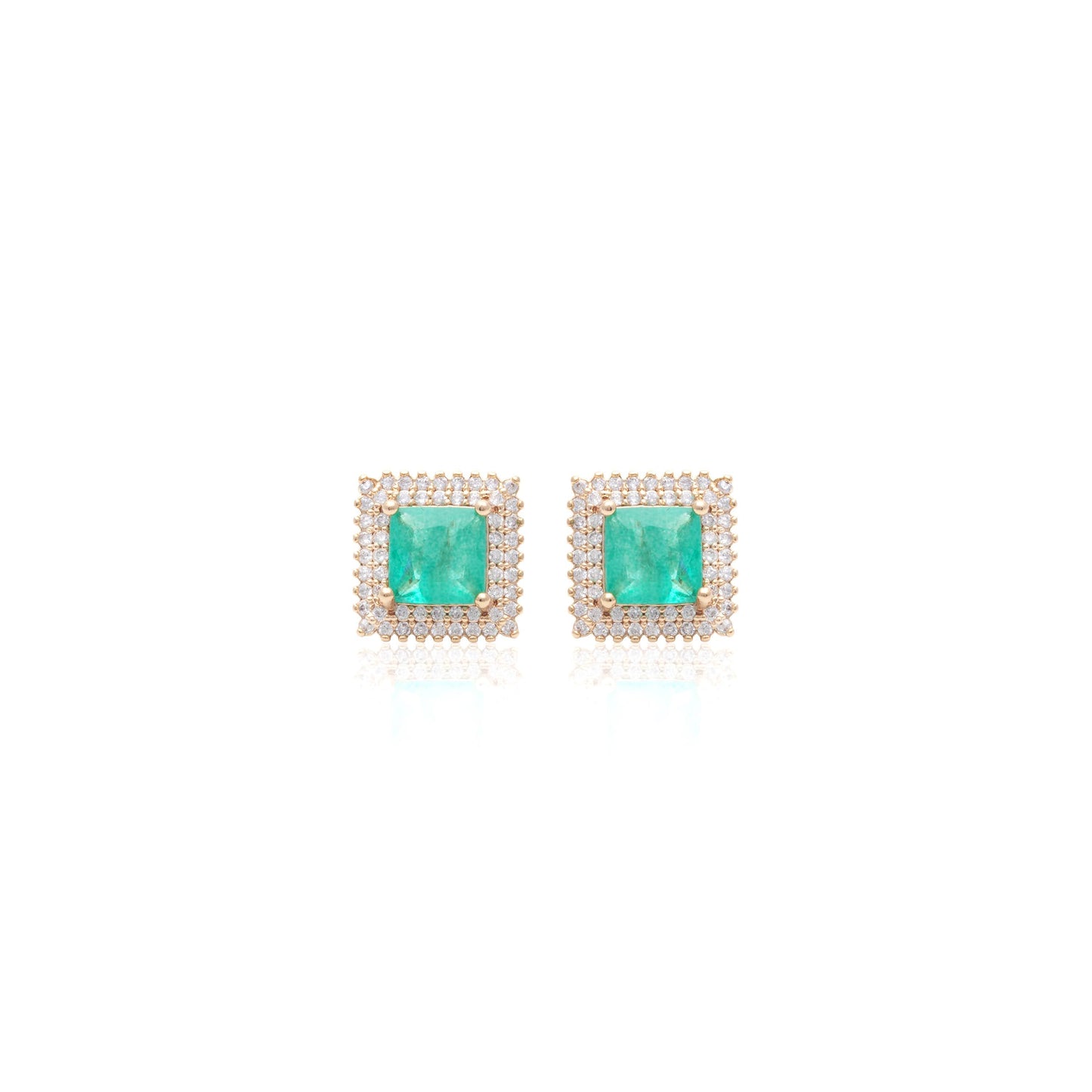18K gold plated "frame" earring "frame" with tourmaline fusion