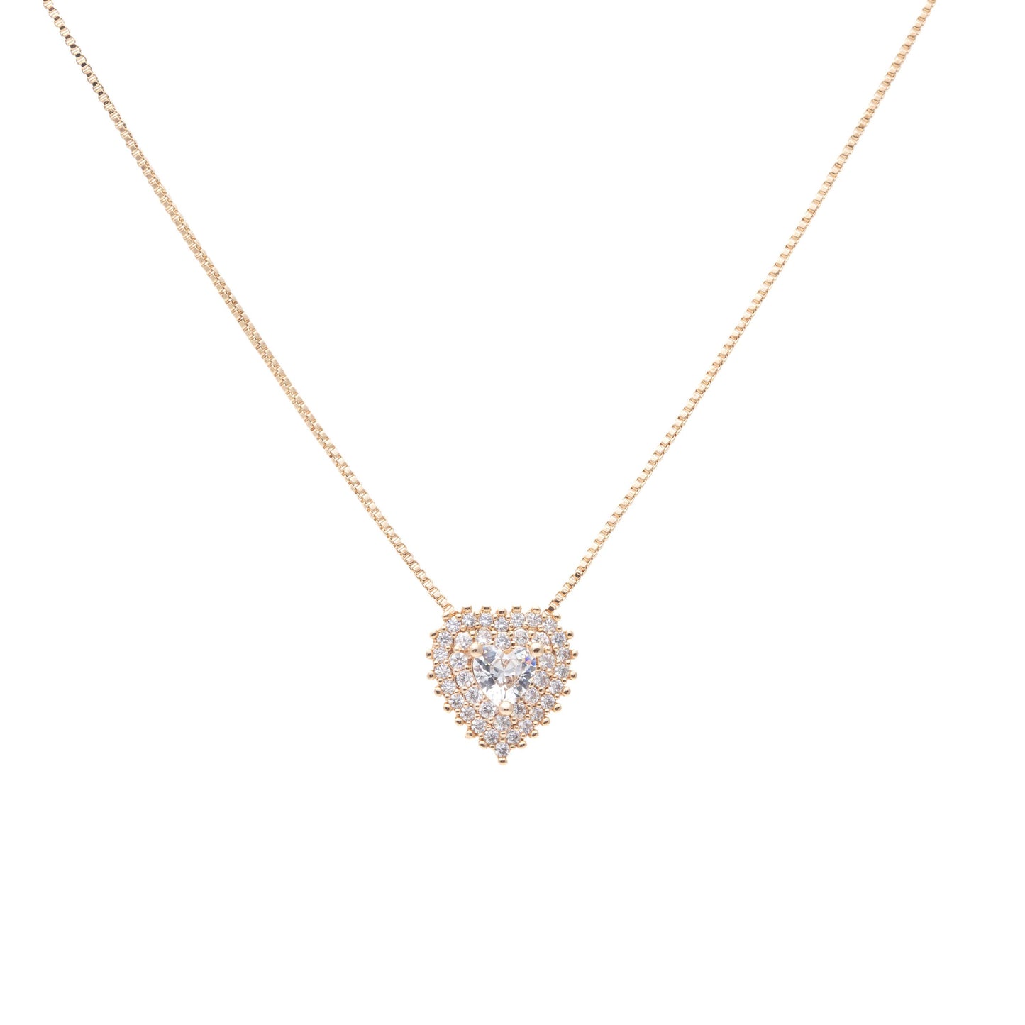 18K gold plated heart shapped set with white CZ (necklace + earrings)