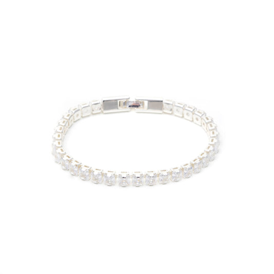 925 sterling silver riviera bracelet with 4MM white CZ