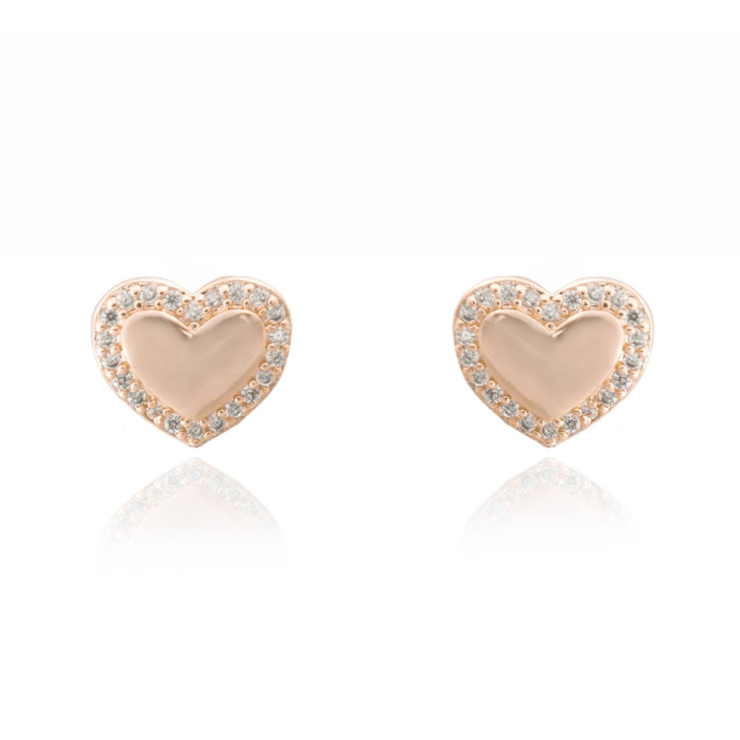Heart earrings with cz contour