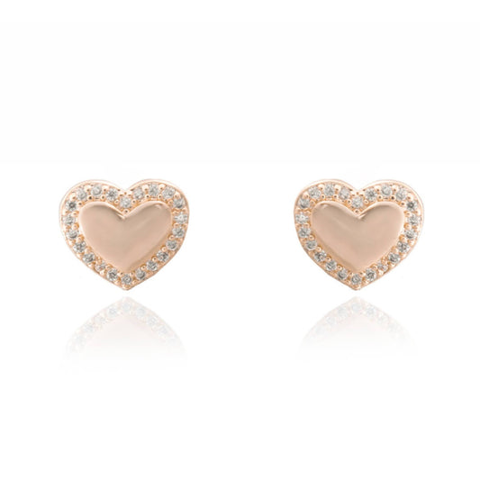 Heart earrings with cz contour