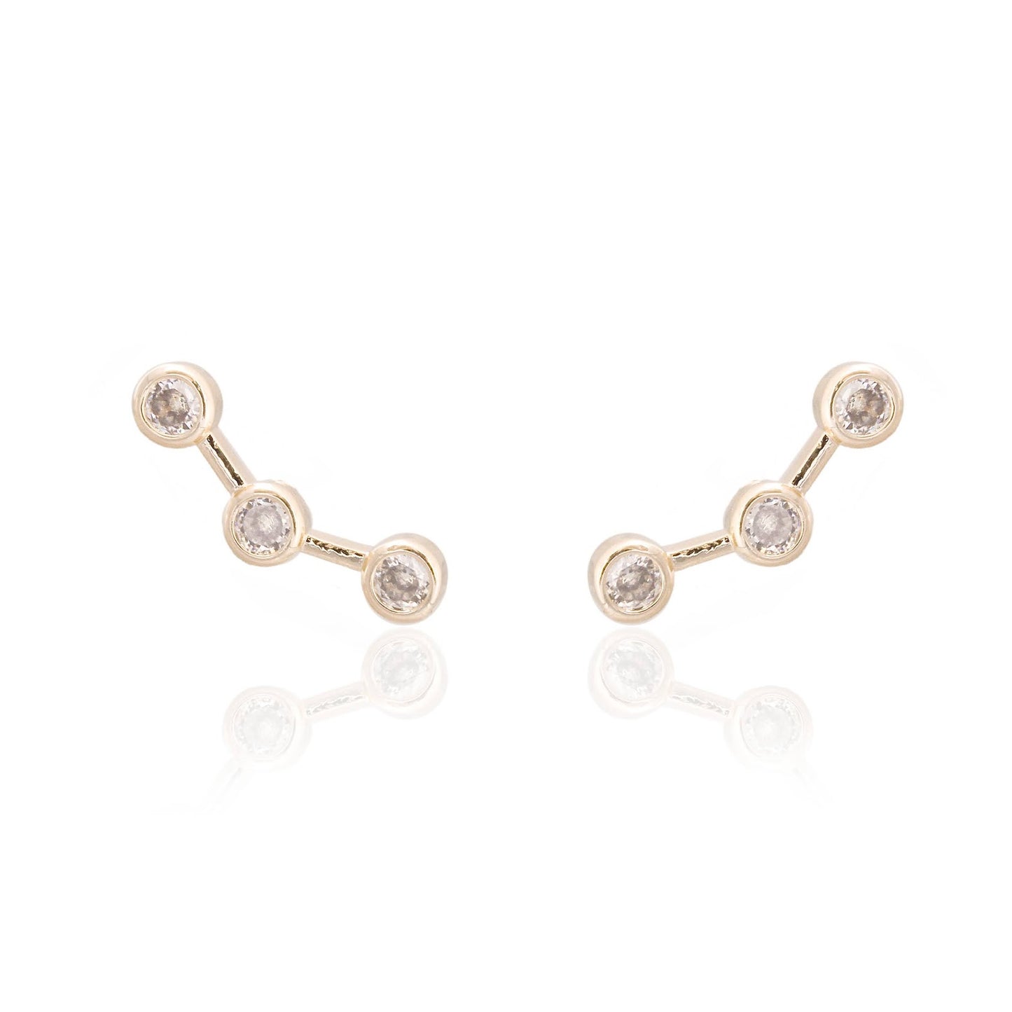 Earrings with 3 zirconia 18k gold plated