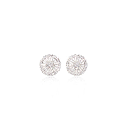 Zirconia Stud Pizza earrings in white rhodium
