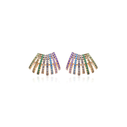 Colored Stud wave earrings in 18k gold plating