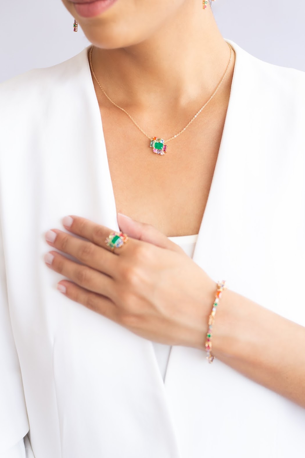 Emerald Fusion Turmaline Paraiba Crystals Shapes Earrings