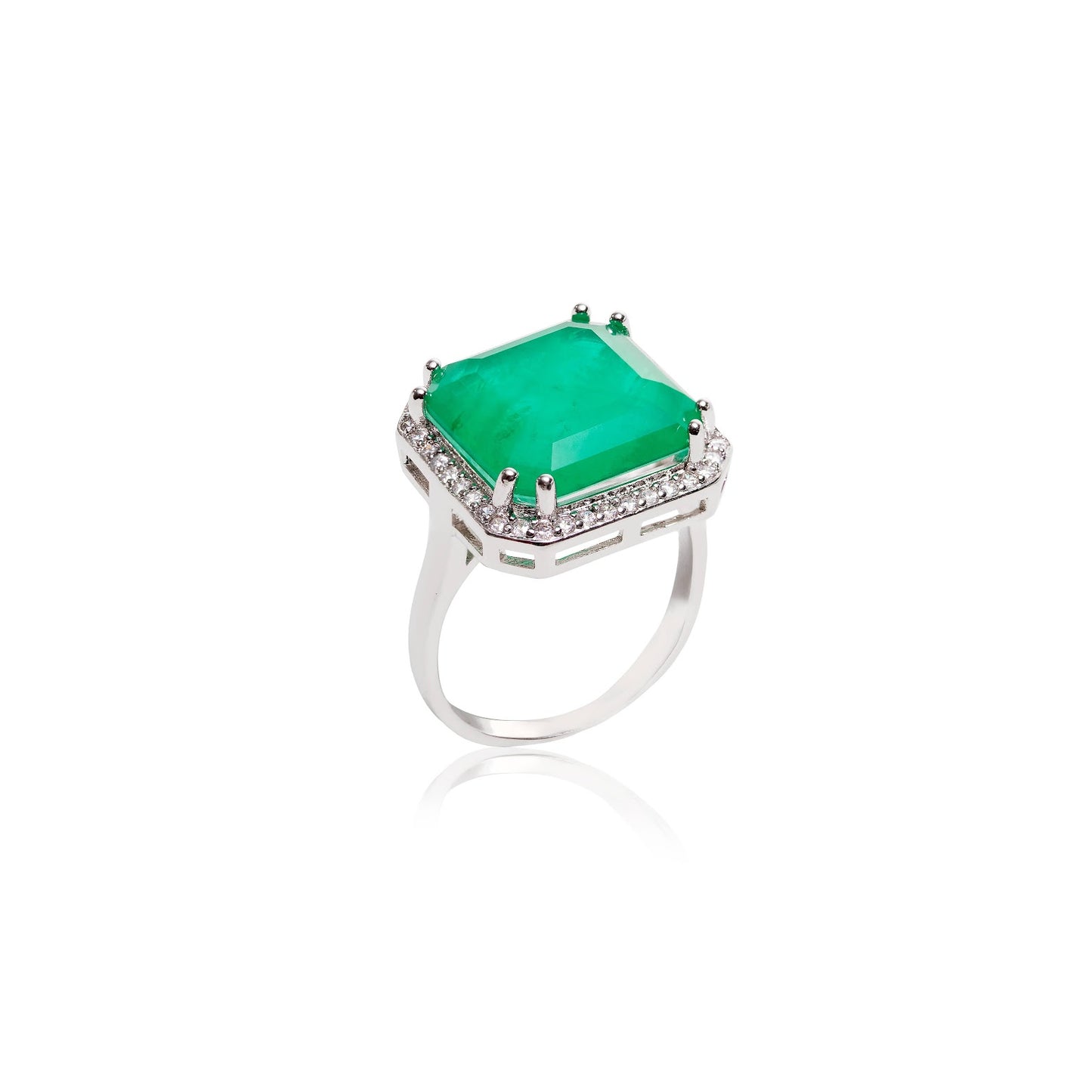 Fusion Emerald White Zirconia Embroidery Rings