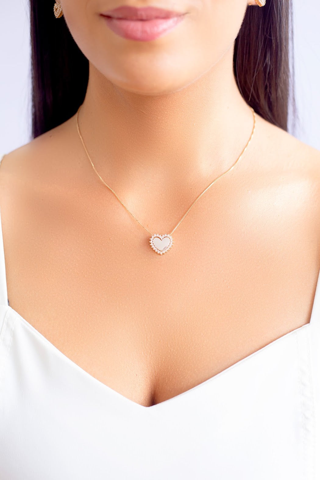 Heart with White Zirconia Necklace