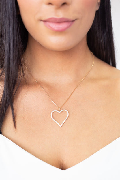 Heart White Zirconia Hollow Necklace