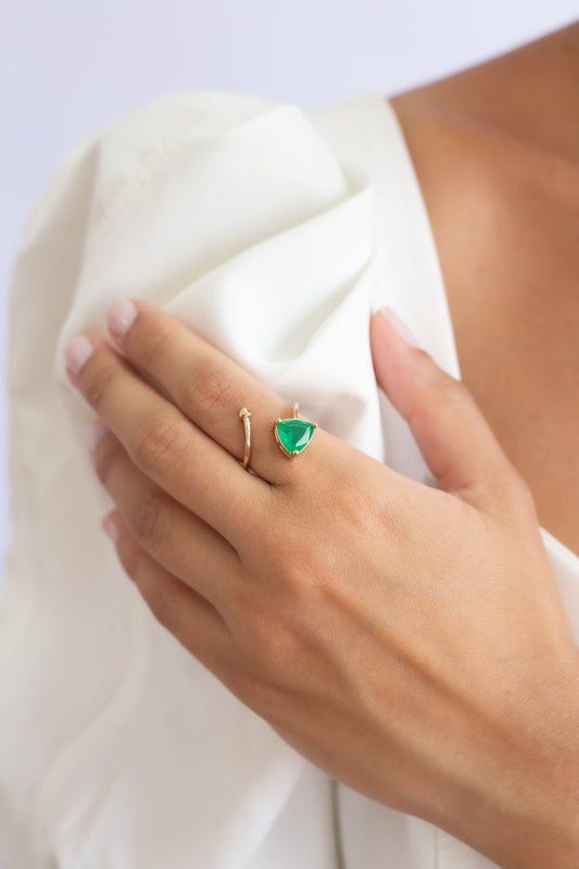 Open Ring with Fusion Emerald Pyramid