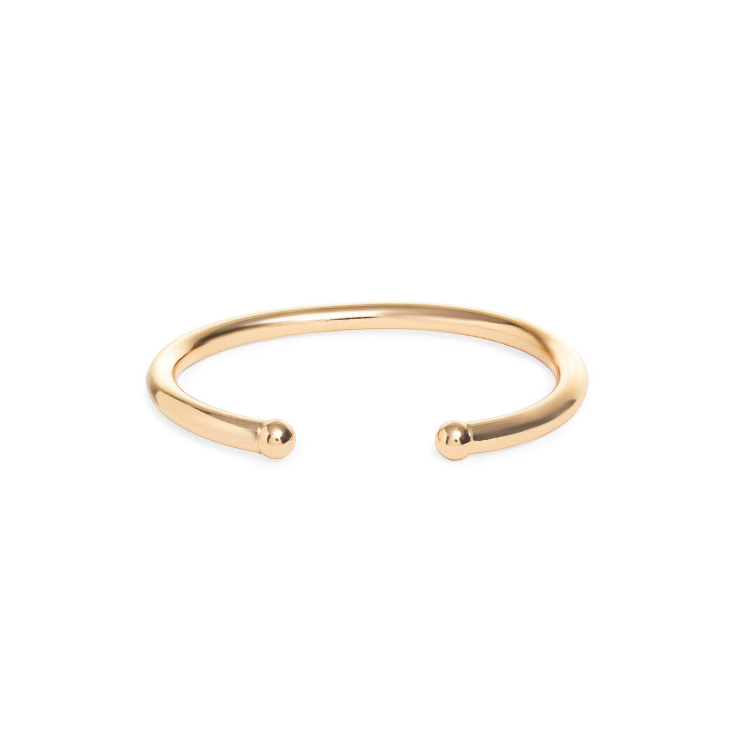 Double Sphere Open-Ended Cuff Bracelet 18k Gold Platted