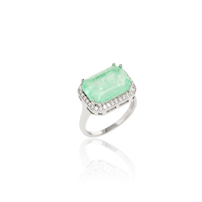 Fusion Emerald Colombian White Zirconia Embroidery Ring