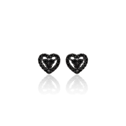 Heart Earrings with Dark Zirconia