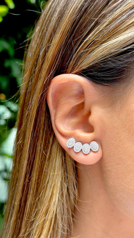 White Zirconia Oval Earrings
