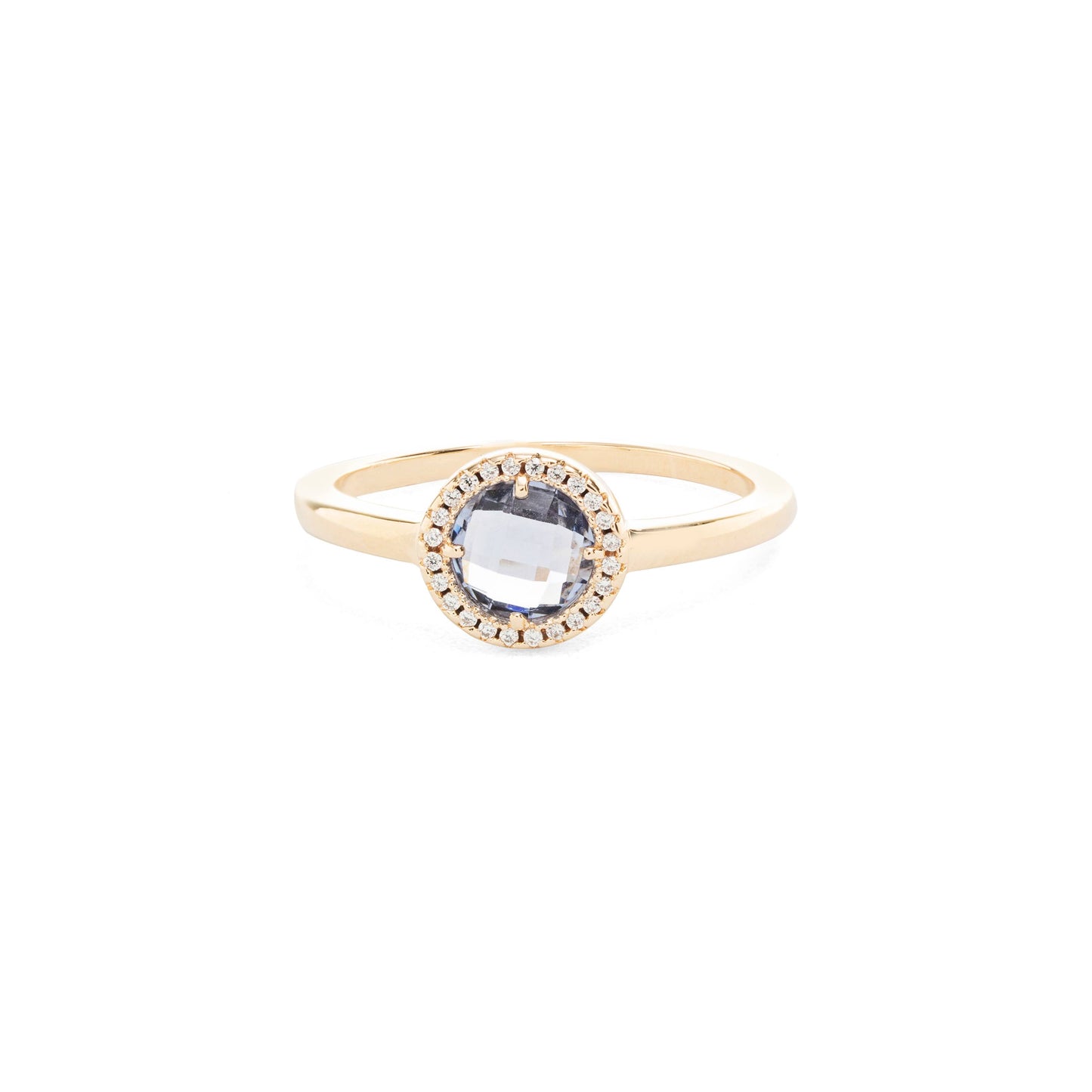 London Blue Crystal Round Top Ring