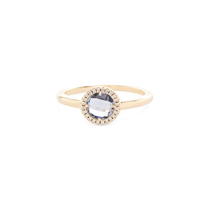London Blue Crystal Round Top Ring