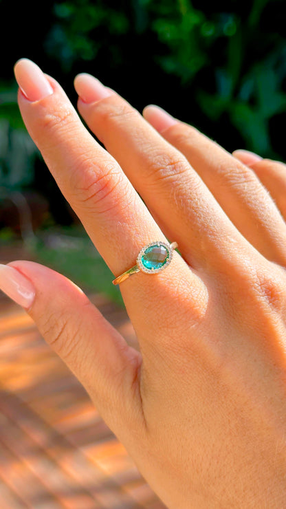 Paraiba Crystal Oval Ring