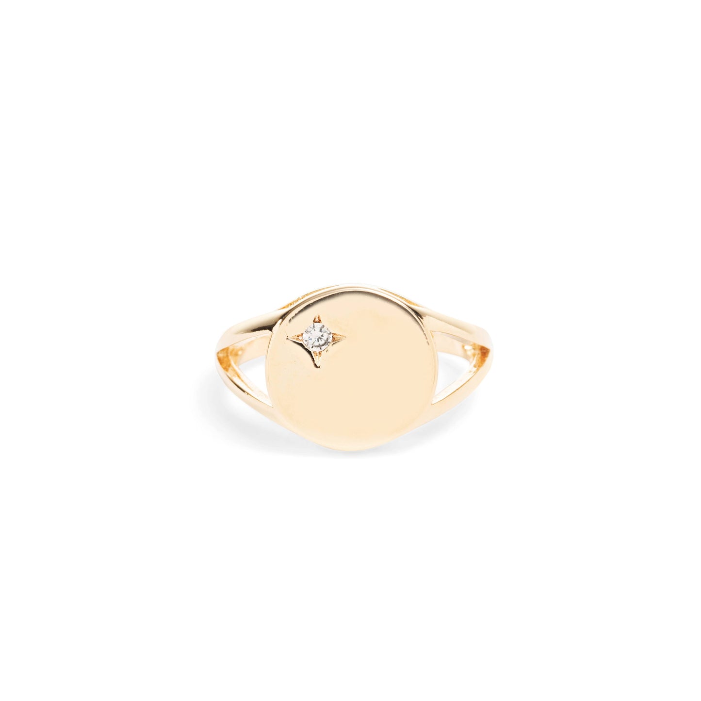 Flat Surface With White Zirconia Star Ring Pinky