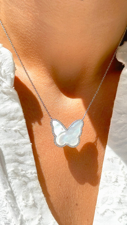 Mother of Pearl Big Butterfly Neckace