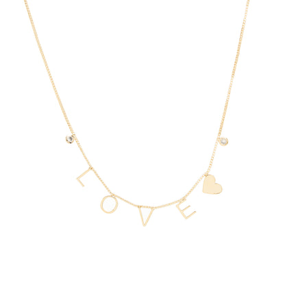 L.O.V.E. and White Zirconia Circles Necklace